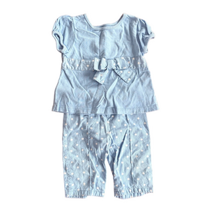 Vintage Y2K Kids Baby Girl Garanimals 2-Piece Baby Blue Polka Dot Set Size 18M